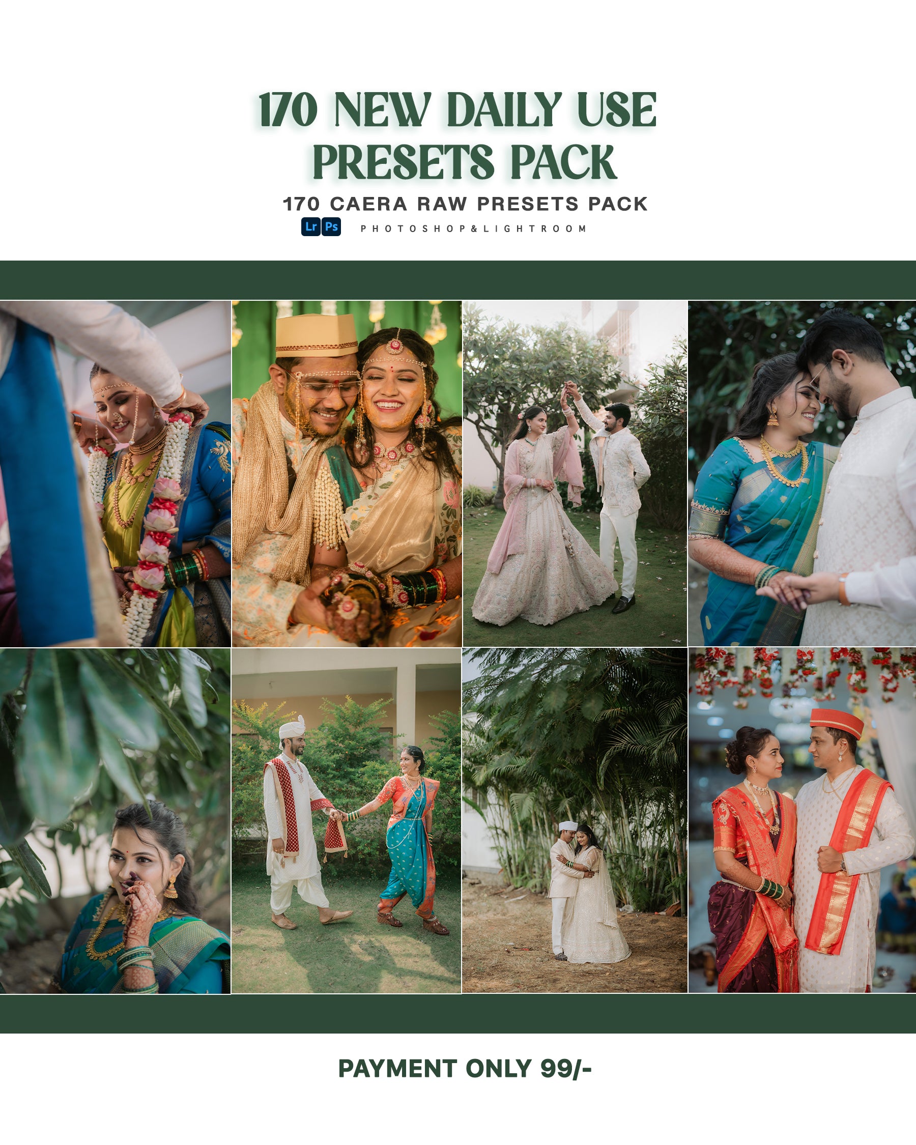 170 Daily Use Lightroom Presets – CAERA RAW Wedding & Photography Preset Pack