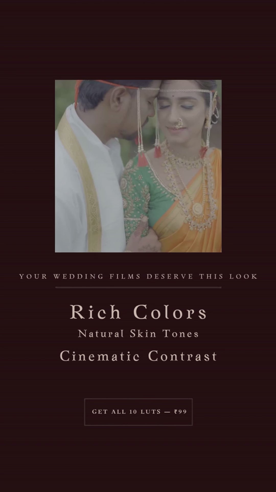10 Premium Cinematic Wedding LUTs | Professional Wedding Film Color Grading – ₹99